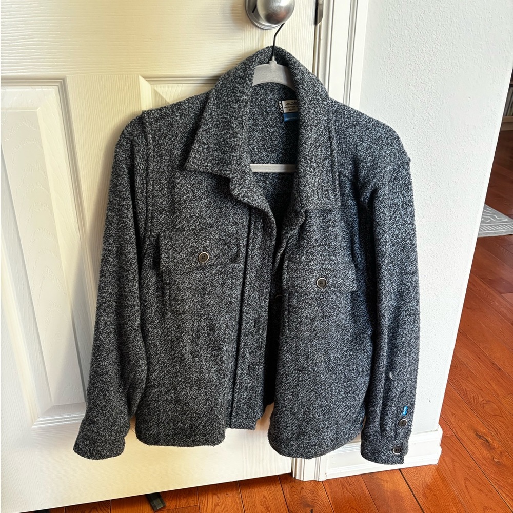 Kavu Northern Sky Blue Speckled Shirt Jacket Cropped Sz M